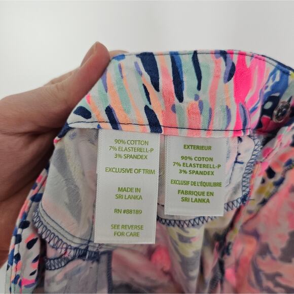 Lilly Pulitzer Pink Blue Vibrant Kelly Ankle Pants 2 - Picture 9 of 10